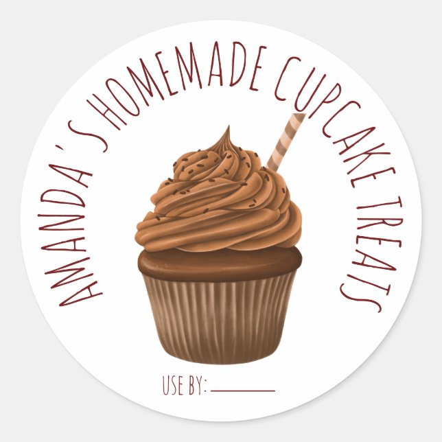 Aufkleber für niedliche hausgemachte Cupcakes (Vorderseite)