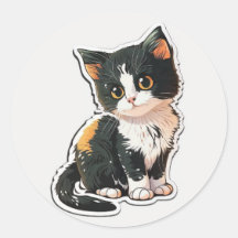 Aufkleber für Niedliche Katze Klassischer Rundaufk