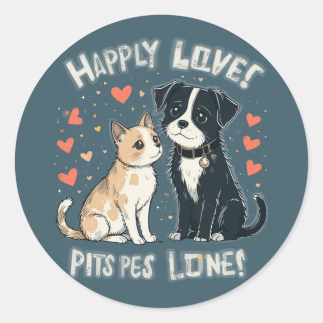 Aufkleber für niedliche Katze und Hunde Liebe Funn (Vorderseite)