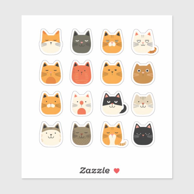 Aufkleber für niedliche Katzen (Blatt)