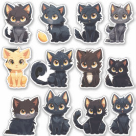Aufkleber für niedliche Katzen (12 Katzen)