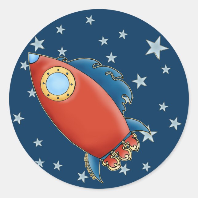 Aufkleber für niedliche Rd-Raketen und Sterne (Vorderseite)
