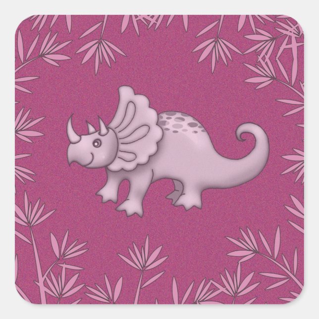 Aufkleber für niedliche rosa Triceratops (Vorderseite)