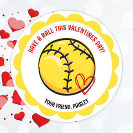 Aufkleber für niedliche Softball-Valentinstag