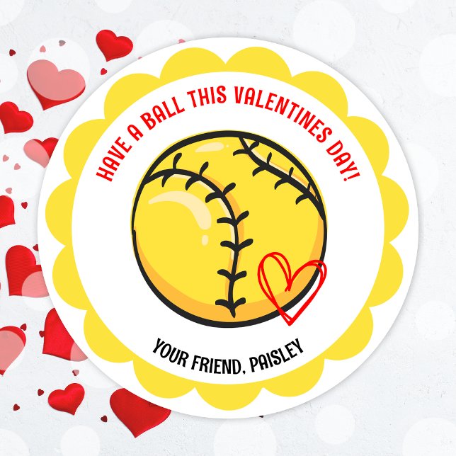 Aufkleber für niedliche Softball-Valentinstag (Cute Softball Valentines Day Stickers)