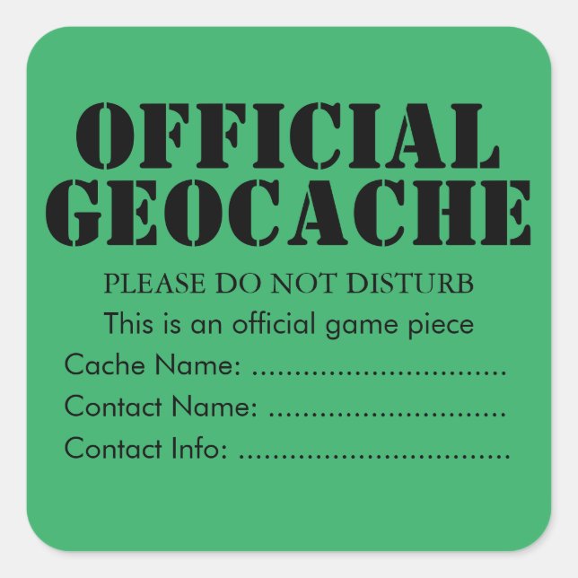 Aufkleber für Offizielle Geocache (Vorderseite)