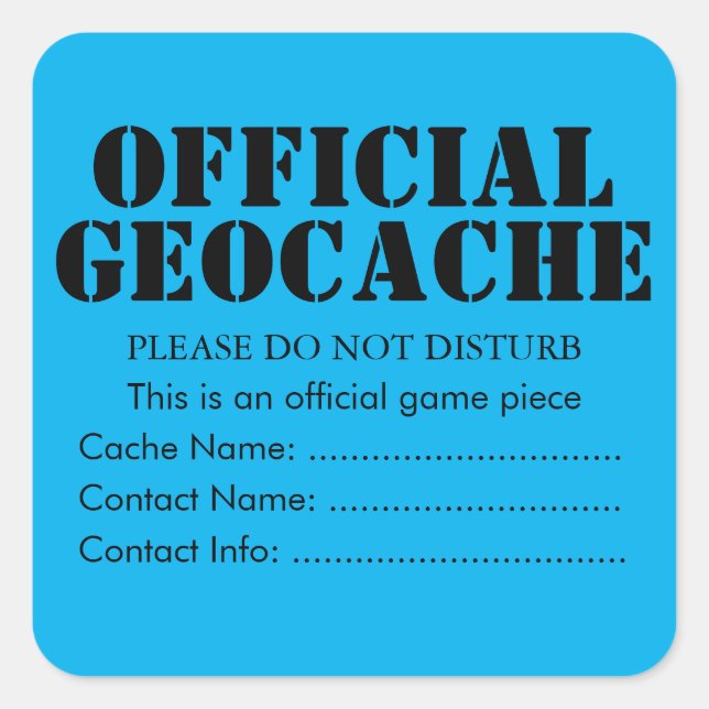 Aufkleber für Offizielle Geocache (Vorderseite)