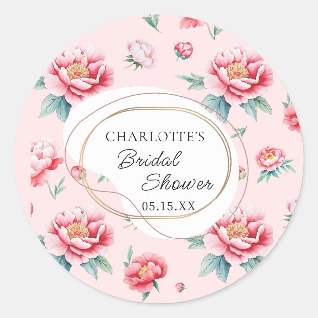 Aufkleber für Peony Individuelle Name (Vorderseite)