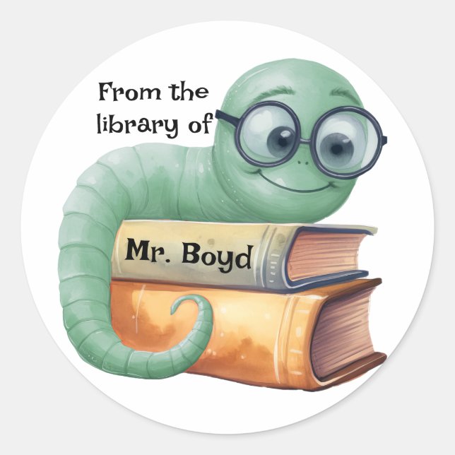 Aufkleber für personalisierte Bookworm - Klassenzi (Vorderseite)