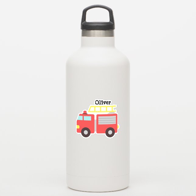 Aufkleber für personalisierte Kinder mit rotem Feu (Wassserflasche)