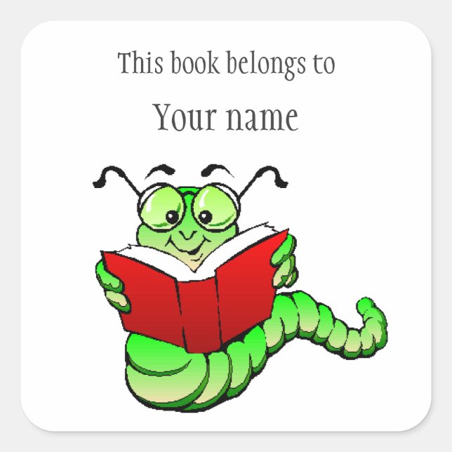 Aufkleber für personalisiertes Bookworm Buchzeiche (Vorderseite)