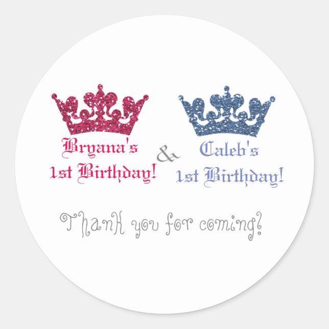 Aufkleber für Prinzessin in Blau und Rosa (Vorderseite)