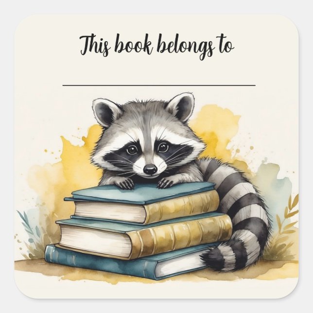 Aufkleber für Raccoon- und Bücher-Buchzeichen (Vorderseite)
