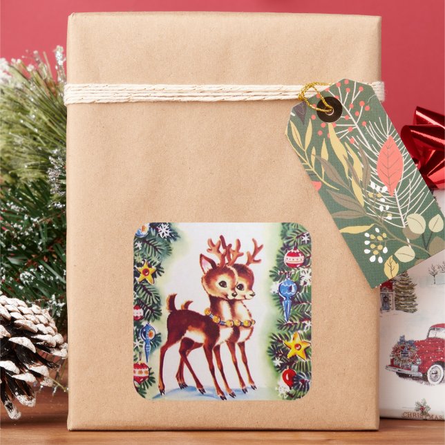 Aufkleber für Rentiere Retro-Weihnachtsfest (Feiertag)