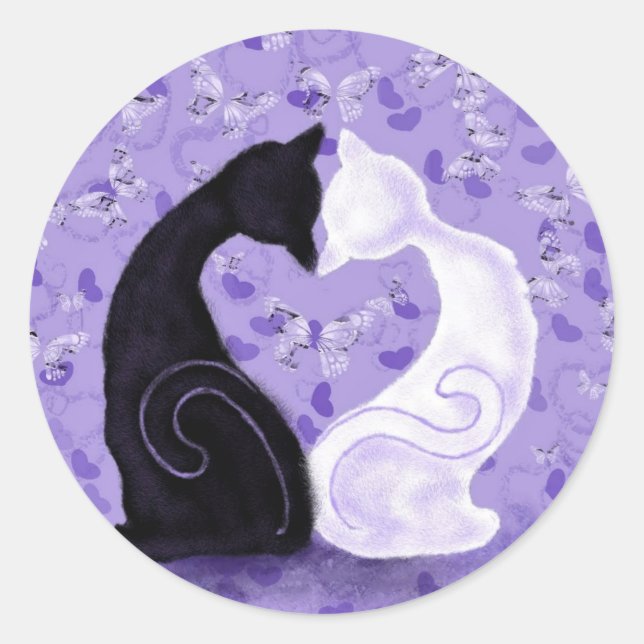 Aufkleber für romantische Katzen (Vorderseite)