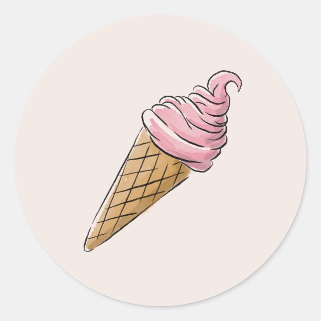 Aufkleber für Rosa Eiscreme (Vorderseite)