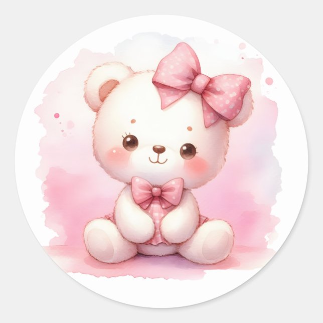 Aufkleber für rosa Teddy-Bären (Vorderseite)