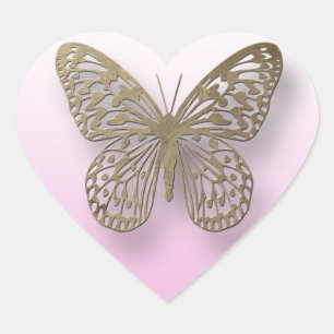 Aufkleber für Rosa und Goldschmetterlinge