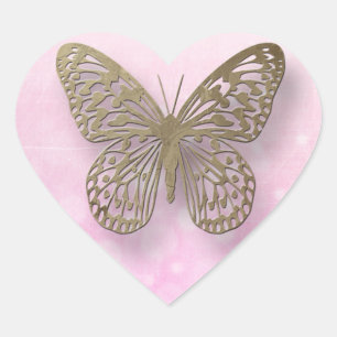 Aufkleber für Rosa und Goldschmetterlinge