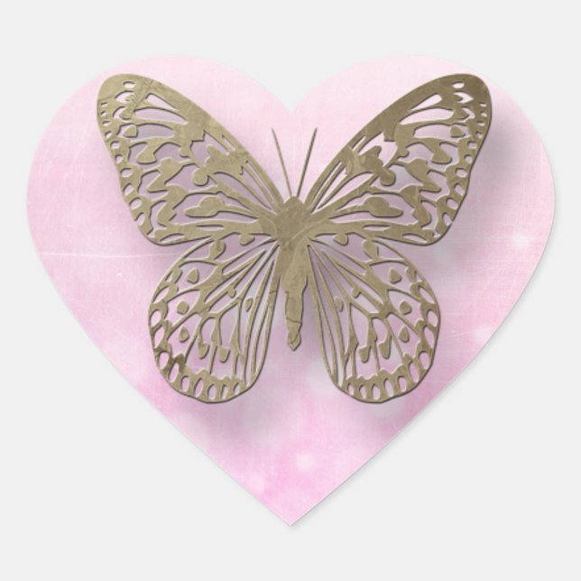 Aufkleber für Rosa und Goldschmetterlinge (Vorderseite)