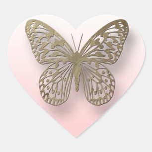 Aufkleber für Rosa und Goldschmetterlinge