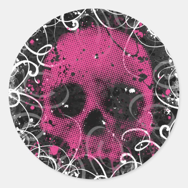 Aufkleber für Rosa und Schwarze Schädel (Vorderseite)