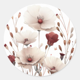 Aufkleber für rosa und weiße Mohnblumen