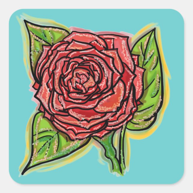 Aufkleber für rote Rosen (Vorderseite)