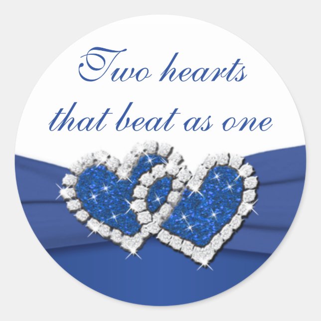 Aufkleber für Royal Blue und White Joined Hearts (Vorderseite)
