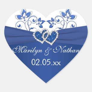 Aufkleber für Royal Blue und White Joined Hearts 2