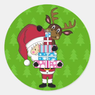 Aufkleber für Santa Claus und Reindeer