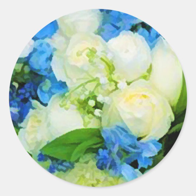 Aufkleber für Siegel aus blau-weißem Blumen (Vorderseite)