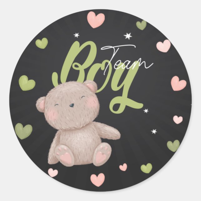 Aufkleber für Teddy Bären Team Boy Gender (Vorderseite)