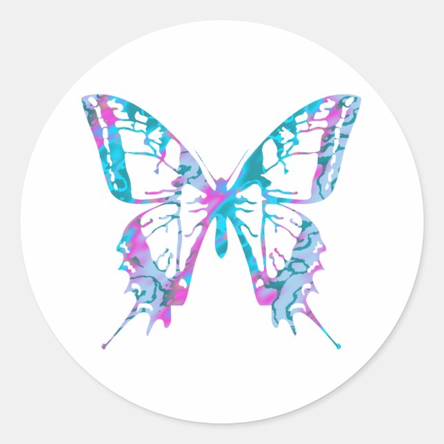 Aufkleber für Türkis und Rosa Schmetterlinge (Vorderseite)