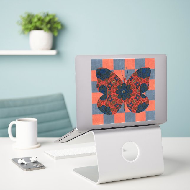 Aufkleber für Vintage Schmetterlinge (Laptop auf Schreibtisch)