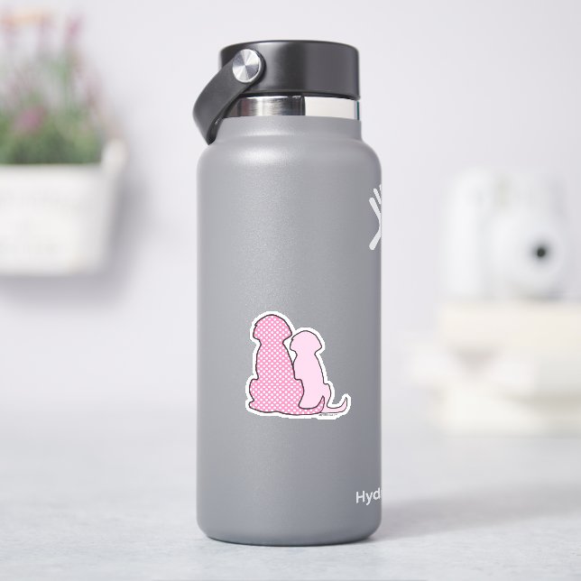 Aufkleber für Vinyl-Rosa Hunde nach Maß geschnitte (HydroFlask)
