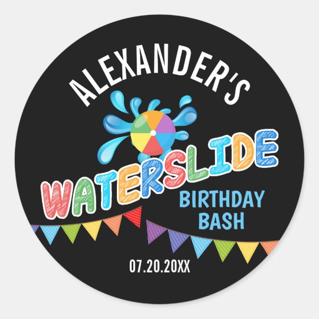 Aufkleber für Wasserrutsche Party (Vorderseite)