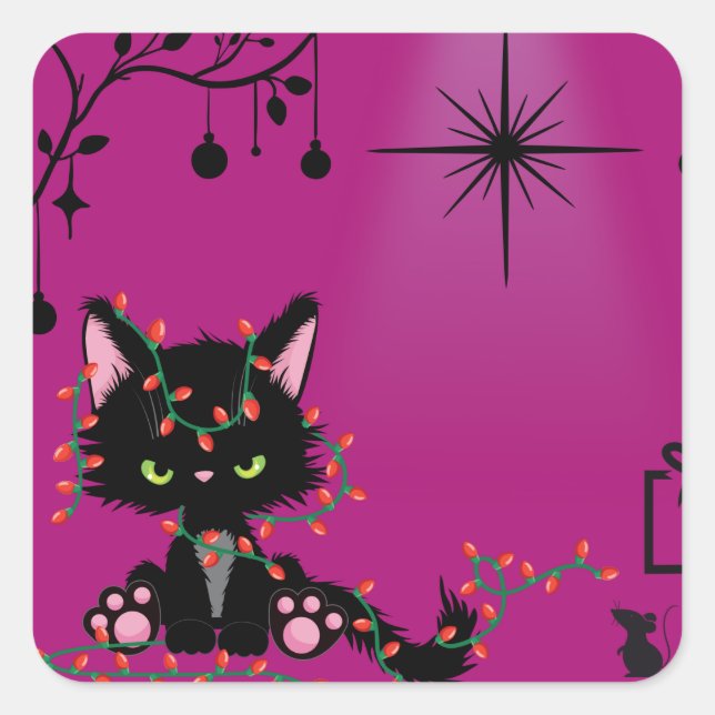 Aufkleber - Geschenketikett, Katzenthema (Vorderseite)