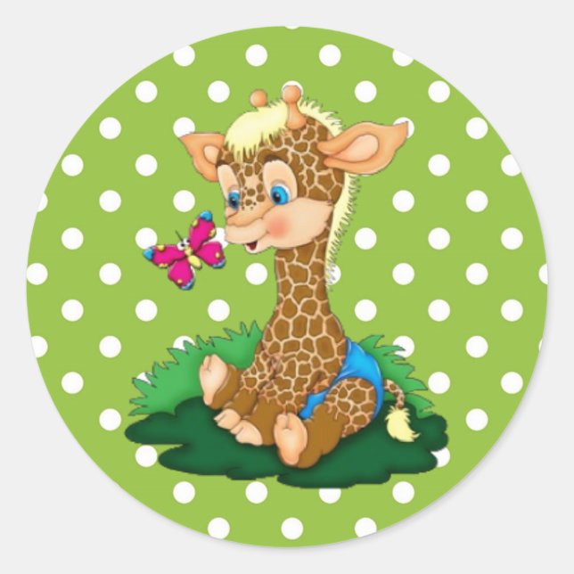 Aufkleber/Giraffe Runder Aufkleber (Vorderseite)