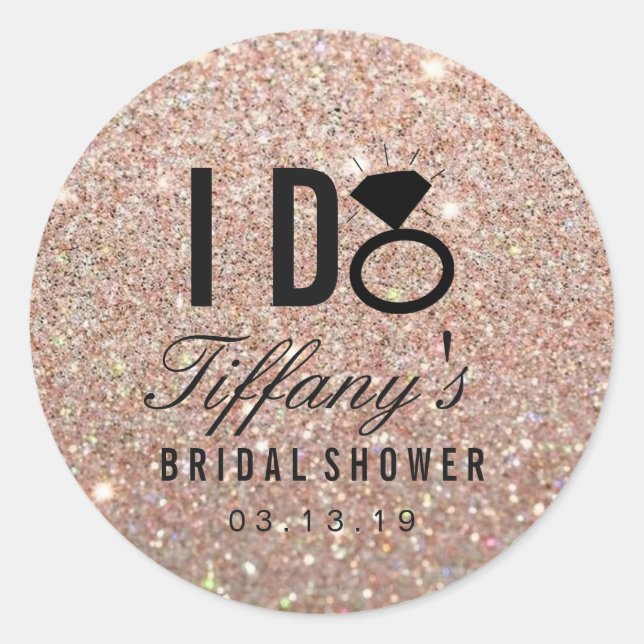 Aufkleber - Glitzer I DO Brautparty Rose Gold (Vorderseite)