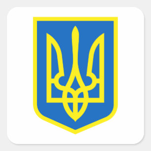 Aufkleber-Gold-Wappen der Ukraine Quadratischer Aufkleber