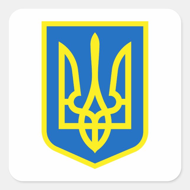 Aufkleber-Gold-Wappen der Ukraine Quadratischer Aufkleber (Vorderseite)