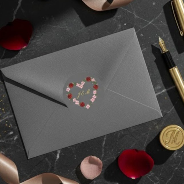 Aufkleber Graue Rose Herz Hochzeit Anfangsbuchstab (Von Creator hochgeladen)