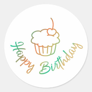 Aufkleber Happy Birthday mit Muffin