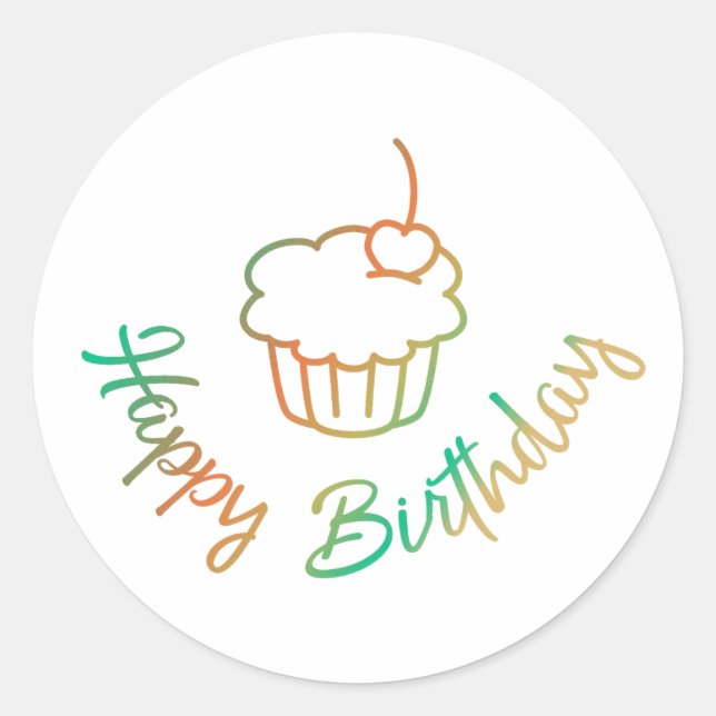 Aufkleber Happy Birthday mit Muffin (Vorderseite)