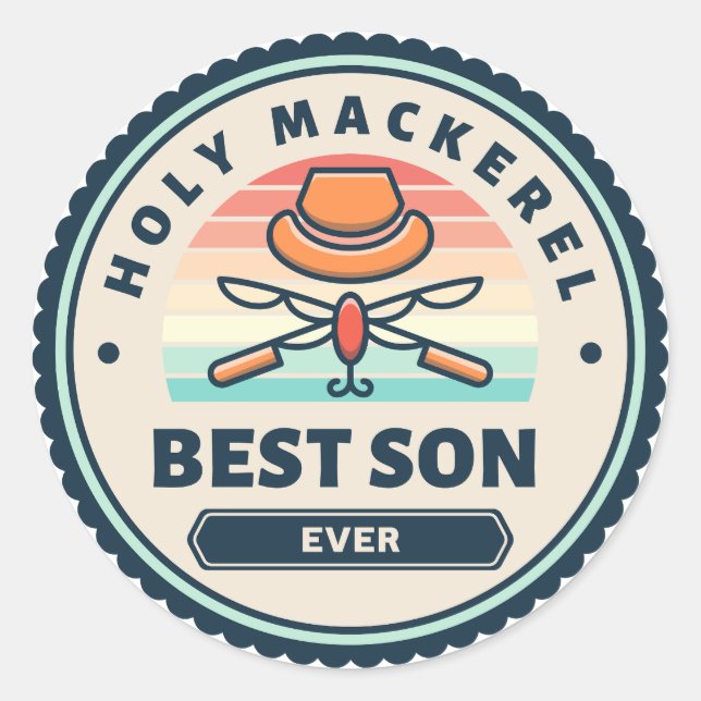 Aufkleber - Heiliger Mackerel! Bester Sohn je (Vorderseite)