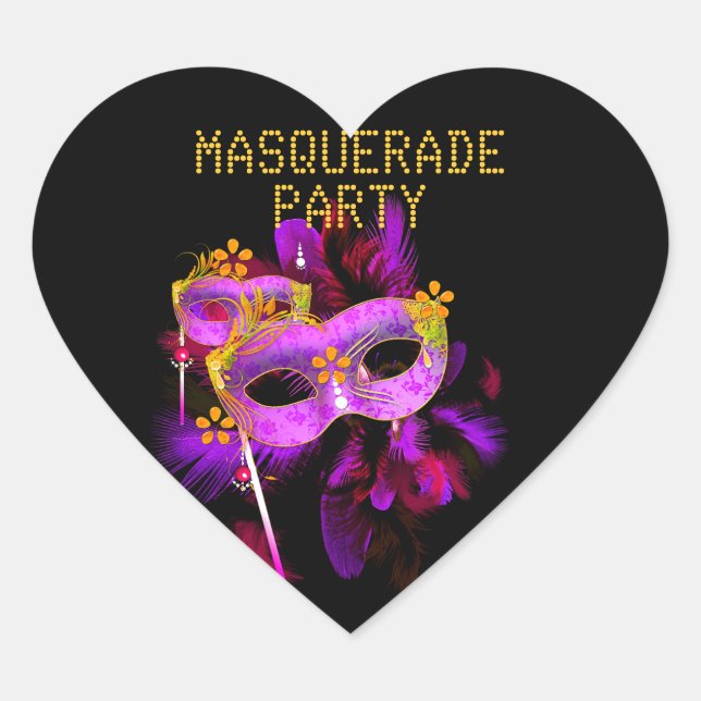 Aufkleber Herz MASQUERADE Rosa Gold (Vorderseite)