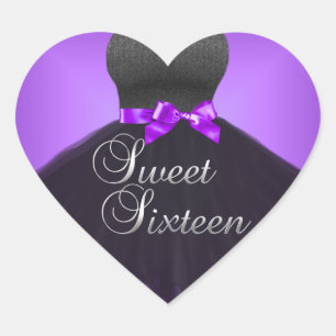 Aufkleber Herz Sweet 16 16 Lila Kleid