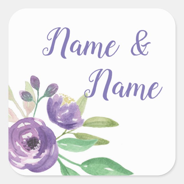 Aufkleber Hochzeiten Labels Lila Blume (Vorderseite)