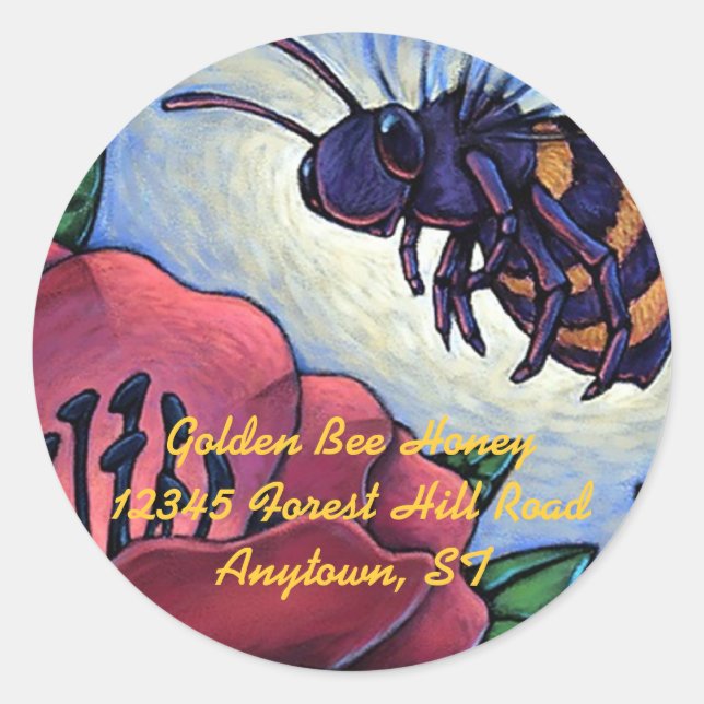 Aufkleber Honey Bee besucht Blume Imker Produkt (Vorderseite)